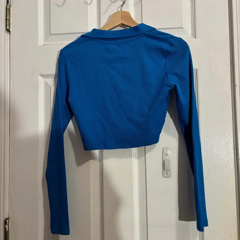 Zara Crop Blue Long sleeve NEW WITH TAGS - size small - Picture 3 of 3